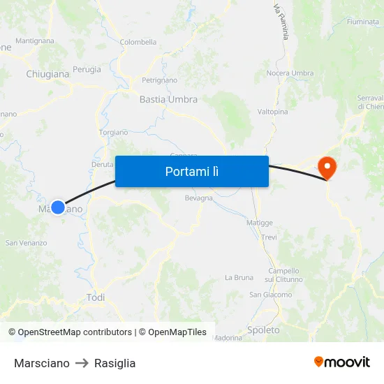Marsciano to Rasiglia map