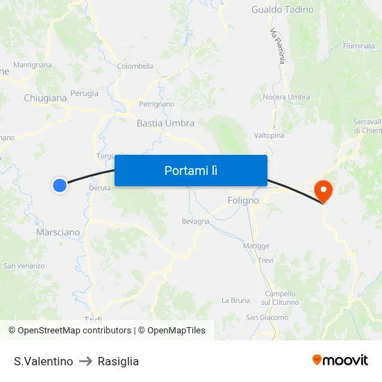 S.Valentino to Rasiglia map