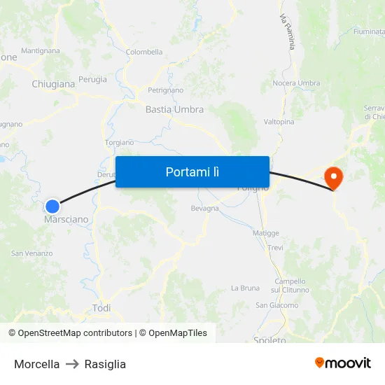 Morcella to Rasiglia map
