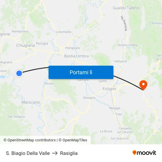S. Biagio Della Valle to Rasiglia map