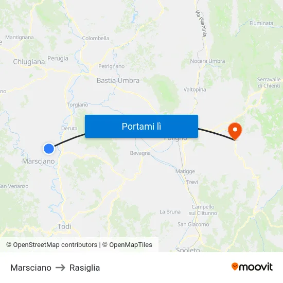 Marsciano to Rasiglia map