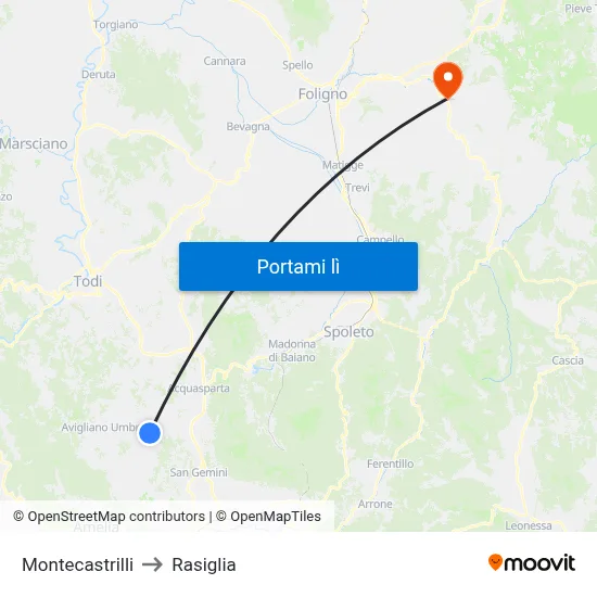 Montecastrilli to Rasiglia map
