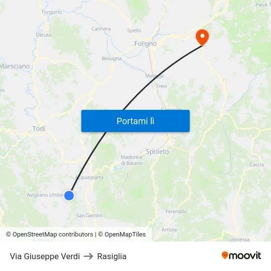 Via Giuseppe Verdi to Rasiglia map