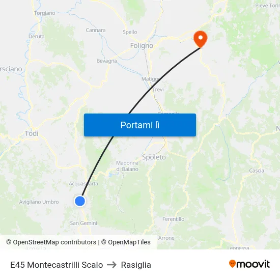 E45 Montecastrilli Scalo to Rasiglia map