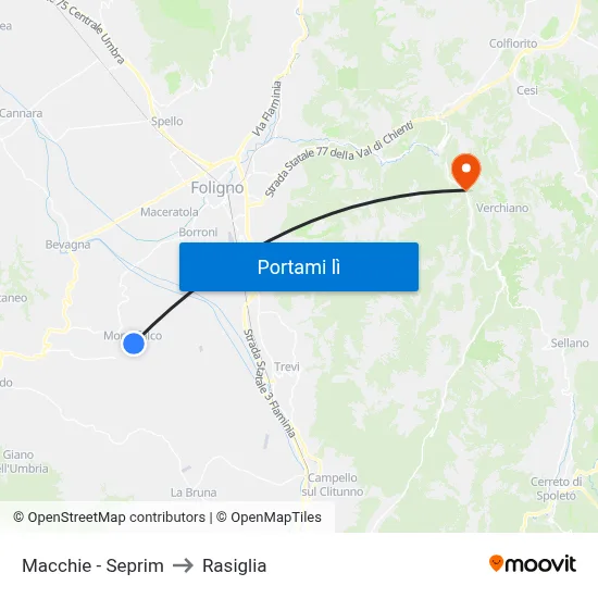 Macchie - Seprim to Rasiglia map