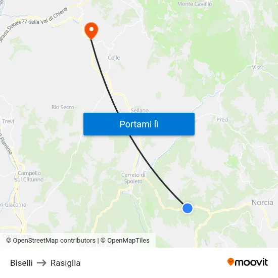 Biselli to Rasiglia map