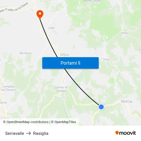 Serravalle to Rasiglia map