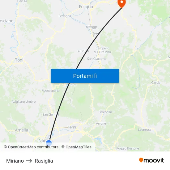 Miriano to Rasiglia map