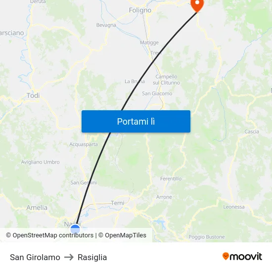 San Girolamo to Rasiglia map