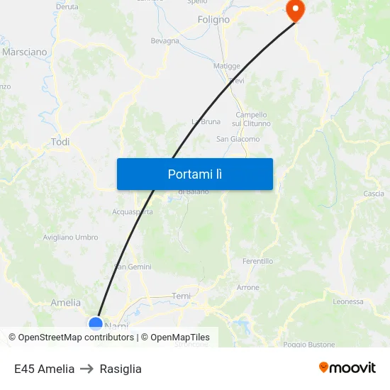E45 Amelia to Rasiglia map