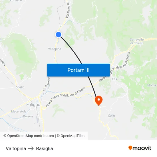Valtopina to Rasiglia map
