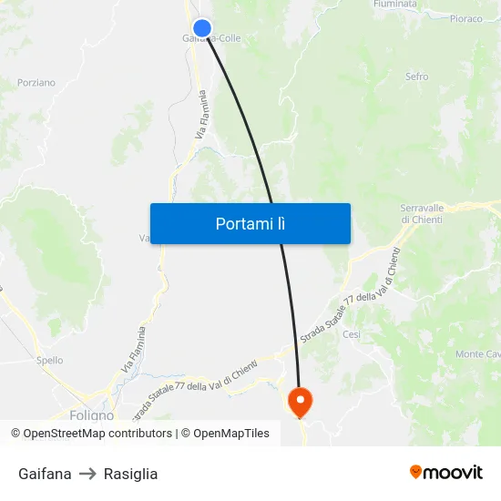 Gaifana to Rasiglia map