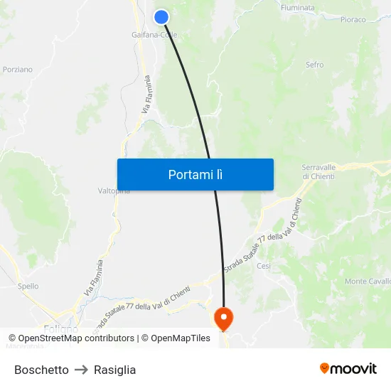 Boschetto to Rasiglia map