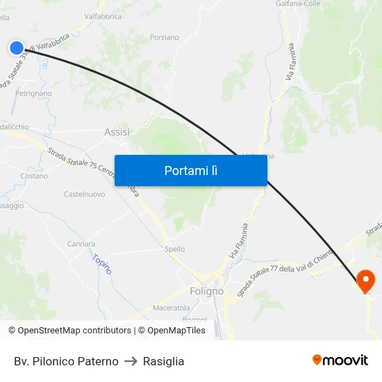 Bv. Pilonico Paterno to Rasiglia map