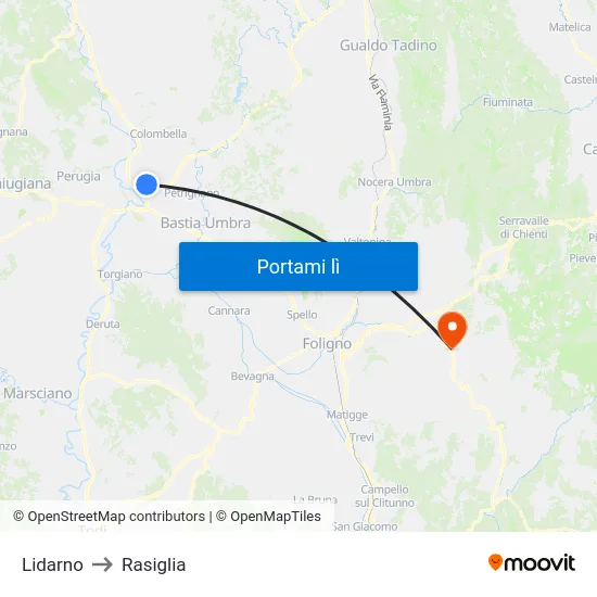 Lidarno to Rasiglia map