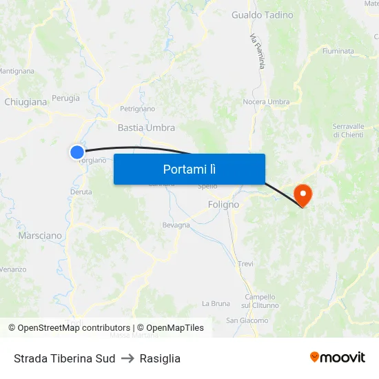 Strada Tiberina Sud to Rasiglia map
