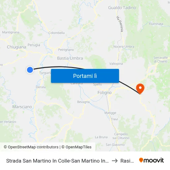 Strada San Martino In Colle-San Martino In Campo to Rasiglia map