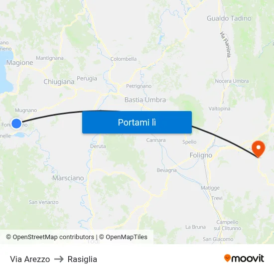 Via Arezzo to Rasiglia map