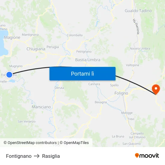 Fontignano to Rasiglia map