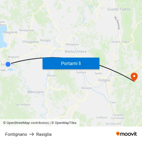 Fontignano to Rasiglia map