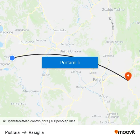 Pietraia to Rasiglia map