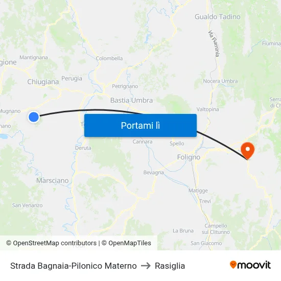 Strada Bagnaia-Pilonico Materno to Rasiglia map