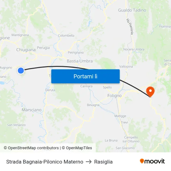 Strada Bagnaia-Pilonico Materno to Rasiglia map