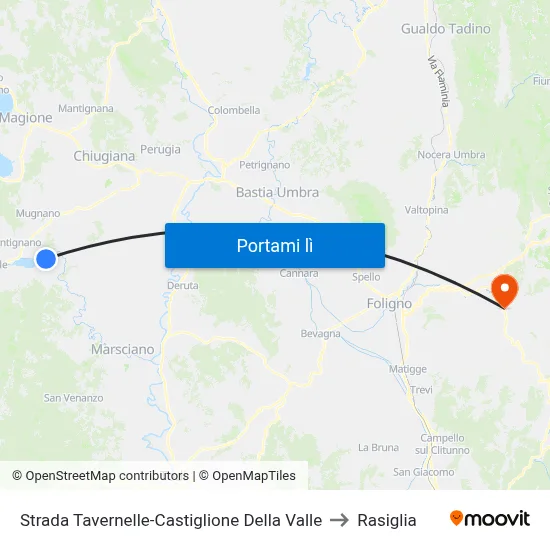 Strada Tavernelle-Castiglione Della Valle to Rasiglia map