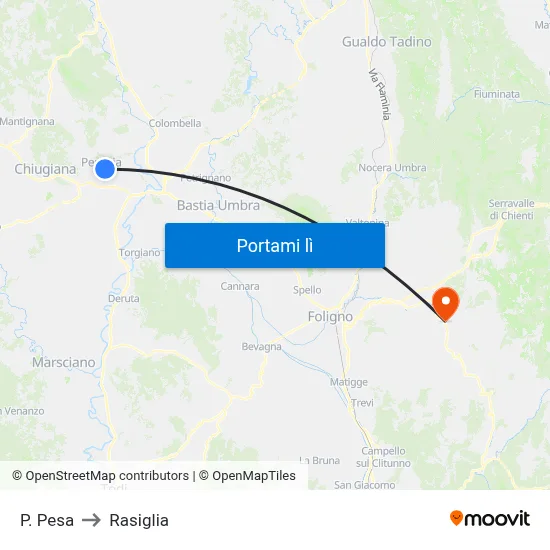 P. Pesa to Rasiglia map