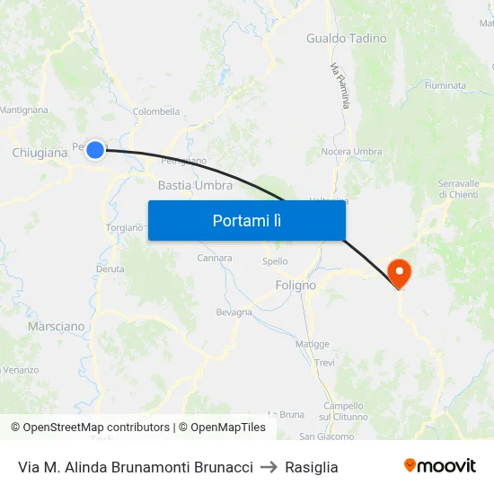Via M. Alinda Brunamonti Brunacci to Rasiglia map