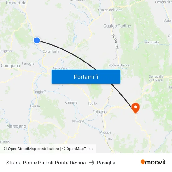 Strada Ponte Pattoli-Ponte Resina to Rasiglia map