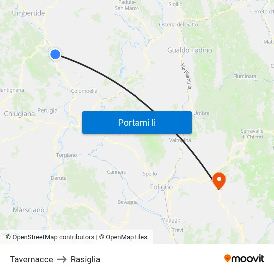 Tavernacce to Rasiglia map
