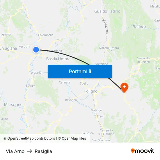 Via Arno to Rasiglia map