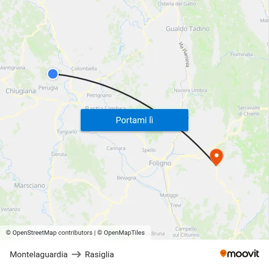 Montelaguardia to Rasiglia map