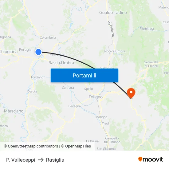 P. Valleceppi to Rasiglia map