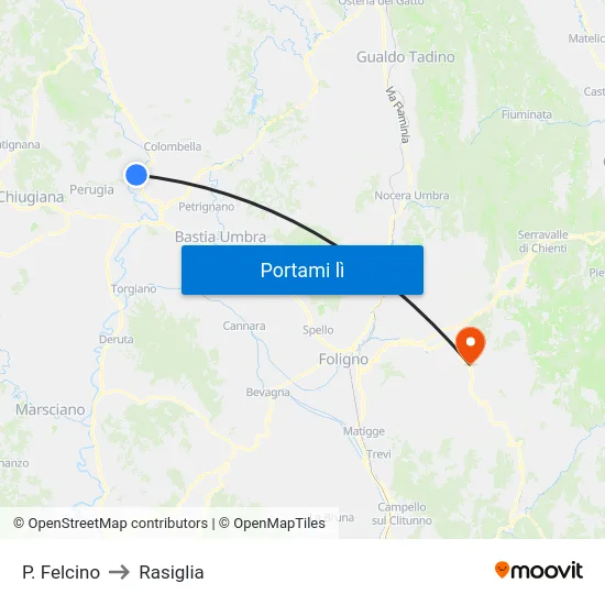 P. Felcino to Rasiglia map