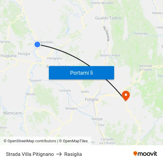 Strada Villa Pitignano to Rasiglia map