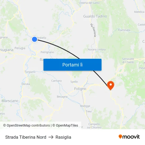 Strada Tiberina Nord to Rasiglia map