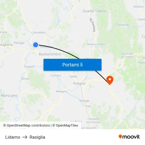 Lidarno to Rasiglia map