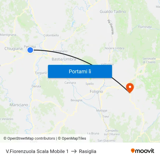 V.Fiorenzuola Scala Mobile 1 to Rasiglia map