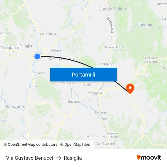 Via Gustavo Benucci to Rasiglia map