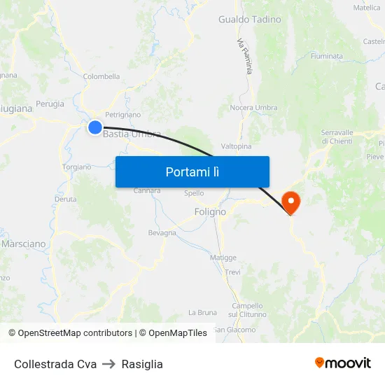 Collestrada Cva to Rasiglia map