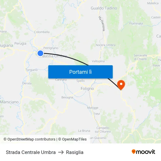 Strada Centrale Umbra to Rasiglia map