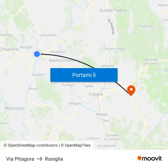 Via Pitagora to Rasiglia map