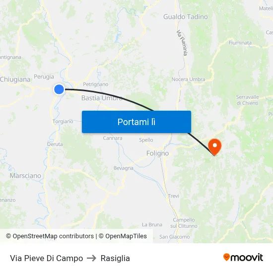 Via Pieve Di Campo to Rasiglia map