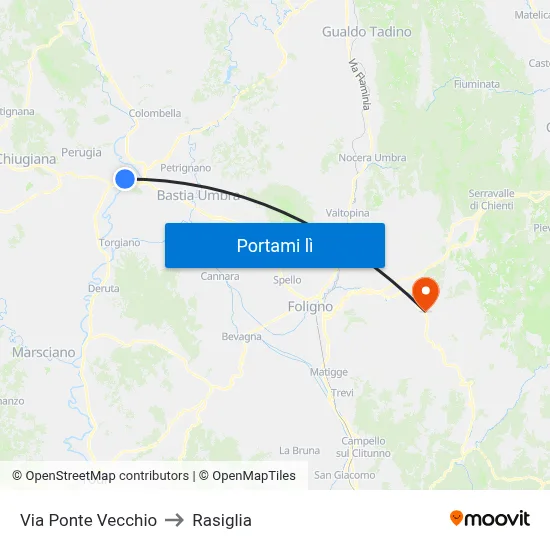 Via Ponte Vecchio to Rasiglia map