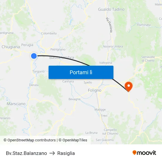 Bv.Staz.Balanzano to Rasiglia map
