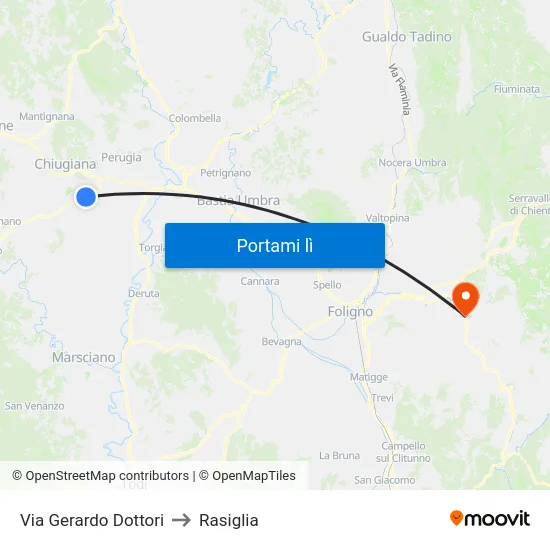 Via Gerardo Dottori to Rasiglia map