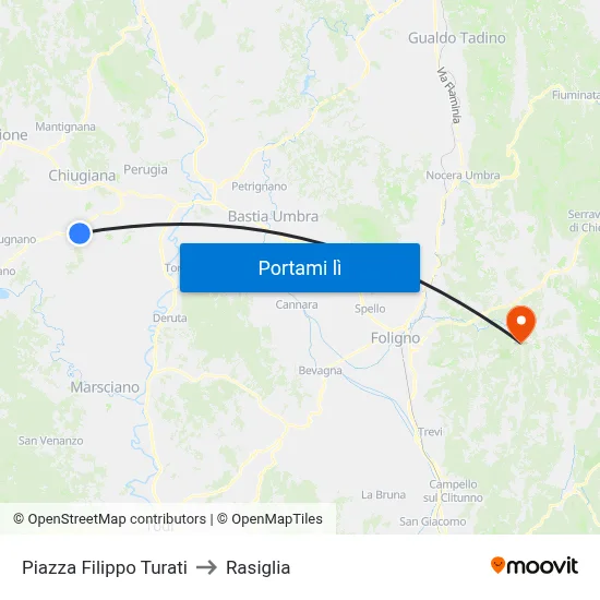 Piazza Filippo Turati to Rasiglia map