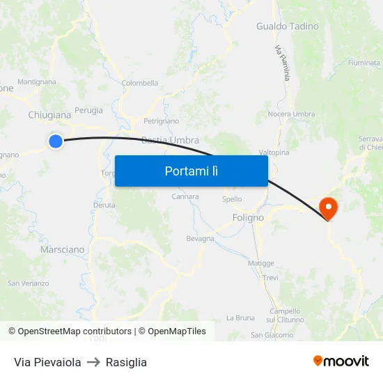 Via Pievaiola to Rasiglia map